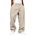 thumbnail image 2 of Evdexr Corduroy Pants Mens Drawstring Baggy Sweatpants Fall Winter Hip Hop Travel Pants Loose Fit Breathable Solid Color Trousers with Pockets XL, 2 of 6