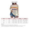 thumbnail image 5 of Suéter de punto para mujer, suéter de punto de manga larga con cuello redondo y rayas multicolor, informal, holgado, suave y transpirable, 5 of 5
