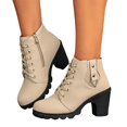 thumbnail image 4 of Retro Style Platform Short Boots For Women Lace Up Side Zipper Block Heel Cold Weather Wear, 4 of 8