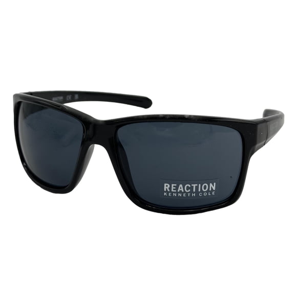 Kenneth Cole Reaction Mens S. Black Rectangle Wrap Plastic Sunglass KC1436. 1B