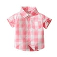 thumbnail image 2 of TOOYOU Boys Shirt Toddler Short Sleeve Fashion Plaid Shirt Tops Coat Outwear Size 4-5 Years Pink, 2 of 6