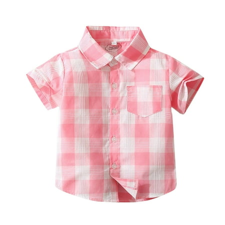 

Summer Shirts For Boys Toddler Short Sleeve Fashion Plaid Shirt Tops Coat Outwear For Clothing