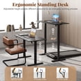 thumbnail image 3 of 48" Ergonomic Electric Standing Desk with 3 Memory Settings & Hanging Hooks, Adjustable Height Stand up Desk with T-Shaped Metal Bracket, Black, 3 of 9