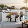 thumbnail image 2 of Outdoor Pillow Cover Welcome Spring Set of 2 Waterproof Throw Pillowcases Flower Wreath Bull Decorative Patio Furniture Pillows for Couch Garden Indoor & Outdoor Use, 2 of 9