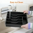 thumbnail image 3 of Silverware Organizer with Lid, Covered Utensil Tray for Kitchen Drawer and Countertop, Plastic Cutlery and Flatware Storage Box for Spoons Forks Knives Holder Case, 6 Compartments, Black, 3 of 4