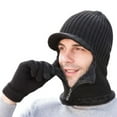 thumbnail image 2 of Cheers.US 1 Set Cold Weather Balaclava Ski Mask Windproof Fleece Thermal Face Mask Motorcycle Neck Warmer Hood Winter Gear Hat Gloves Wear Resistant Comfortable to Wear Zipper Closure Men Beanie, 2 of 5