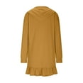 thumbnail image 6 of Tqyyweavej Women's Mini Dress Quarter-Zipper Ruffle Long Sleeve Dress Hoodie Solid Color Deep V Neck Spring Dresses for Women, 6 of 10