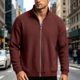 thumbnail image 6 of UDAUDU Men's Full Zipper Cardigan Sweater Casual Stand Collar Cardigan Corduroy Sweatshirt Long Sleeve Sweater Wine 2XL, 6 of 7