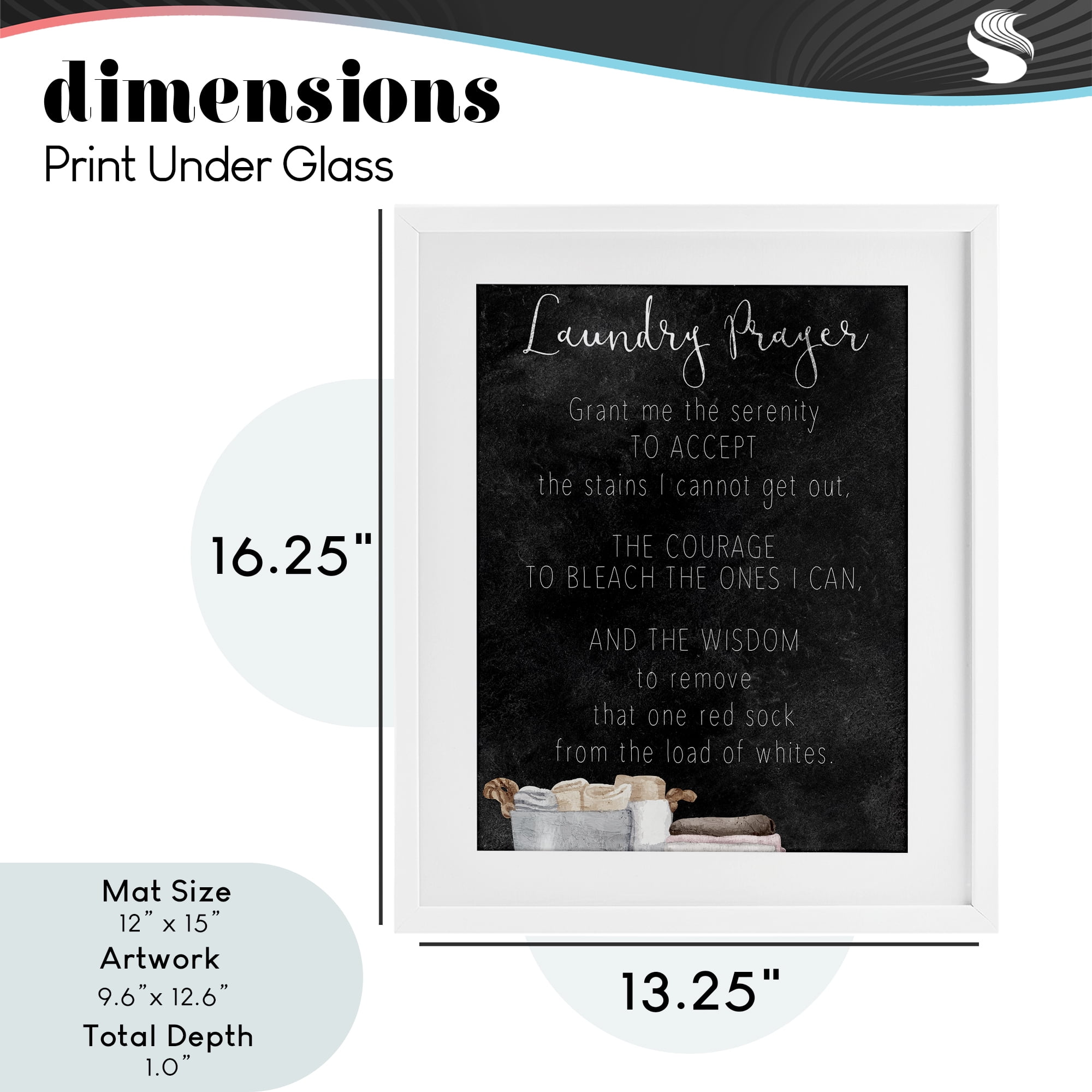 Accept The Stains Laundry Prayer White Framed Print Under Glass, design by Kim Allen