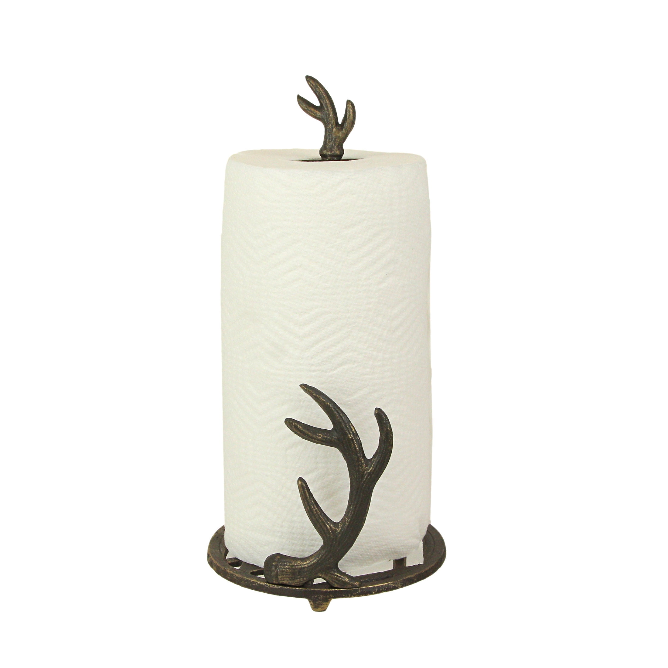 Zeckos Brown Cast Iron Antler Paper Towel Holder Kitchen Decor