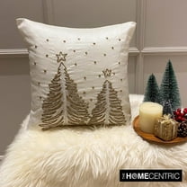 Christmas Decor Throw Pillow cover, 18"x18" White & Gold Silk Pillow Cover, Modern Christmas Tree Holiday Decor Pillow Cover For Sofa Couch, Hotels, living Room, Bed Room - Luminous Pine