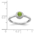 thumbnail image 2 of Solid 14k White Gold Diamond and Cabachon Peridot Green August Gemstone Engagement Ring Size 8 (.075 cttw.), 2 of 3