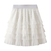 SWSMCLT Women's Ruffle Tutu Skirt Mesh Skirt Summer Bubble Skirt Pleated Chiffon Cute Aline Fashion Mid Thigh White X-Small-Large