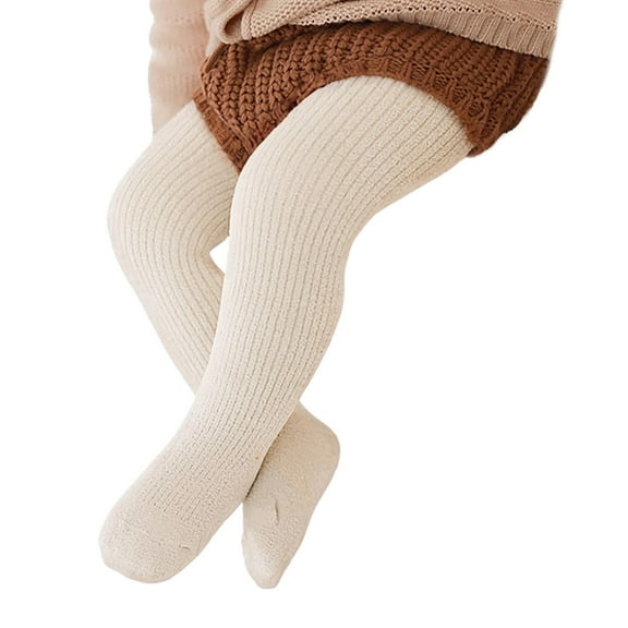LZHGirlshop Baby Girls Tights Toddler Solid Color Knit Leggings Thick Cotton Infant Stockings Pantyhose,White,7T