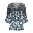 thumbnail image 3 of Cilsoka Women's Tops, Tees & Blouses Plus Size, 3/4 Sleeve Womens Tops Bohemia Flower Summer Button Down Shirts Lightweight Cardigans Bell Sleeve T Shirts for Women, 3 of 4