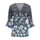 thumbnail image 4 of Xuyuer 3/4 Length Sleeve Womens Tops Round Neck Casual Summer Tunic Tops Basic Tees Blouses Cardigan Lightweight Button Down Casual Dressy T-Shirts Pleated Cute Shirts, 4 of 5