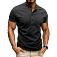 thumbnail image 2 of hotojiny Men's Henley Shirts Classic Fit Stretch Crewneck Muscle T-Shirt Half Button Gym Workout Athletic Top Summer Tees, 2 of 7