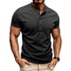 thumbnail image 1 of Tops para hombre, blusas y camisas de manga corta con cuello redondo para hombre, jersey informal de medio botón con cuello redondo y manga corta de color liso a la moda para hombre, top de poliéster, 1 of 8