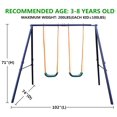 thumbnail image 4 of Swing Sets for Backyard, 2 in 1 Swing Set with 2 Swing Seats for Kids Ages 3-8, Heavy-Duty A-Frame Metal Swing Set for Playground Park, Max Weight 200lbs, Easy to Assemble, 4 of 7
