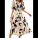 thumbnail image 2 of Vestidos de Verano para Mujer 2025, Informales, con Mangas Abullonadas, Cuello en V, Florales, Estilo Bohemio, Vestido . Albaricoque L, 2 of 10
