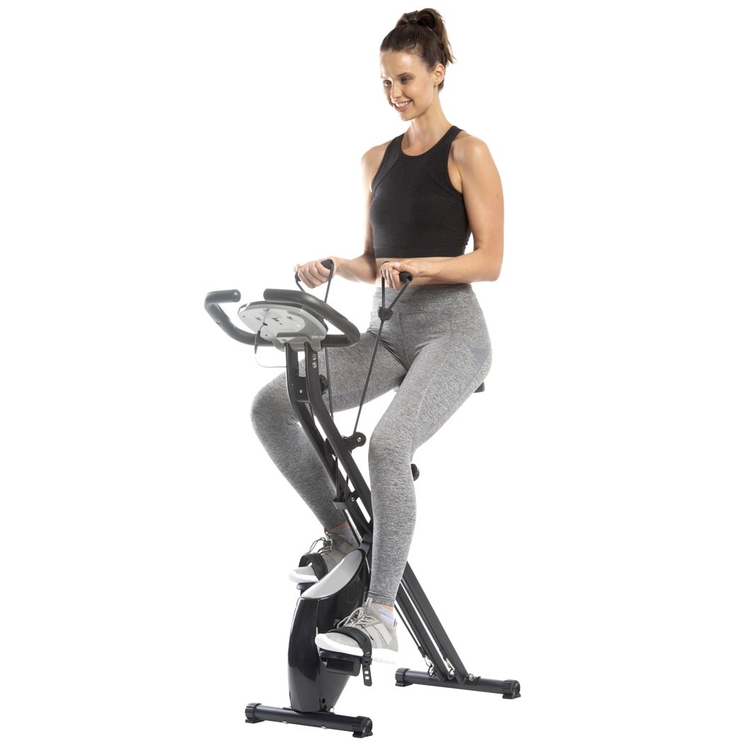Daiwa Felicity Ez Bike Pro Folding Exercise Bike with Resistance Bands, Compact Design, Adjustable Seat Height