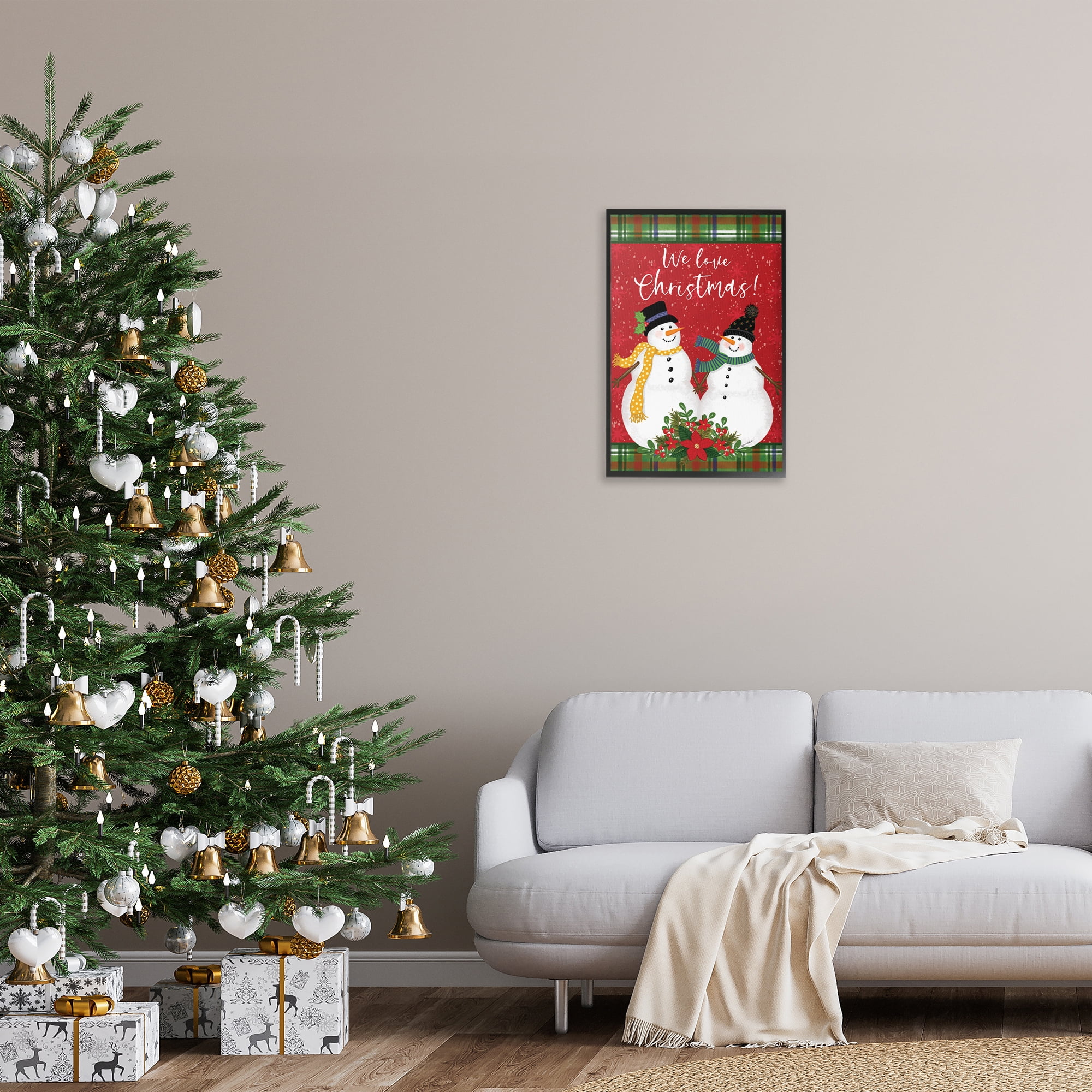 Stupell Industries We Love Christmas Holiday Painting Black Framed Art Print Wall Art, 16 x 24
