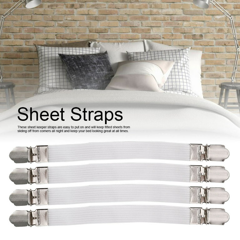 Sheet Holders For Corners Elastic Sheet Straps, Sheet Clips, Mattress Sheet  Straps For Fitted Sheet Bedroom Home Living Room White 
