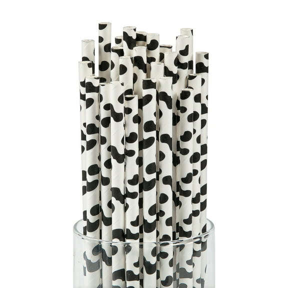 Cow Print Paper Straws (24Pc) - Party Supplies - 24 Pieces