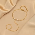 thumbnail image 3 of VNOX Gold Tone Stainless Steel Faux Pearl Hand Chain Bracelet for Women, Party Gift Jewelry, 3 of 6