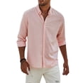 thumbnail image 2 of Men's Fashion Long Sleeve Solid Colour Casual T Shirt Button Regular Fit Shirt Top M, 2 of 5