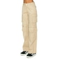 thumbnail image 2 of Cali1850 Women’s Twill Cargo Pants Low Rise Wide Leg 10 Multi Pockets Stretch Casual Streetwear Trousers, 2 of 5