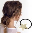 thumbnail image 2 of Unique Bargains 1 Pc Elegant Pentagram Scrunchies Hair Elastic Band Gold Tone Black, 2 of 5