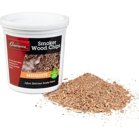 Camerons All Natural Extra Fine Mesquite BBQ Wood Chips for Smokers (1 Pint, 0.473L) Kiln Dried Wood Sawdust Shavings for Cocktail Smoking Guns, Stovetop Smokers, Smoke Boxes- Barbecue Grilling Gifts