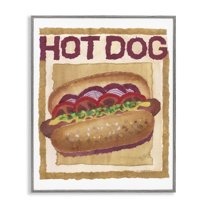 Stupell Industries Traditional Hot Dog Food & Beverage Painting Gray Framed Art Print Wall Art, 24 x 30