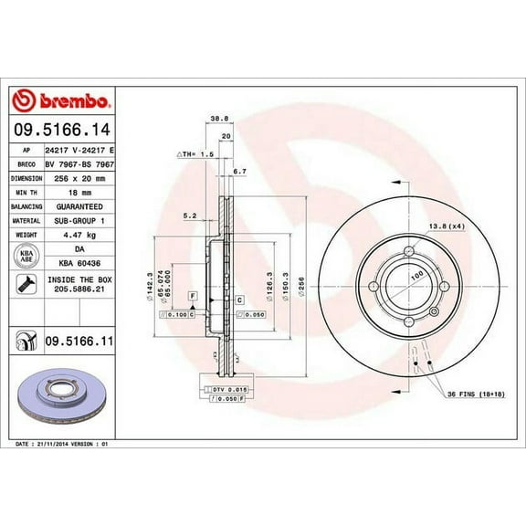 Brembo 09516611 Disc Brake Rotor