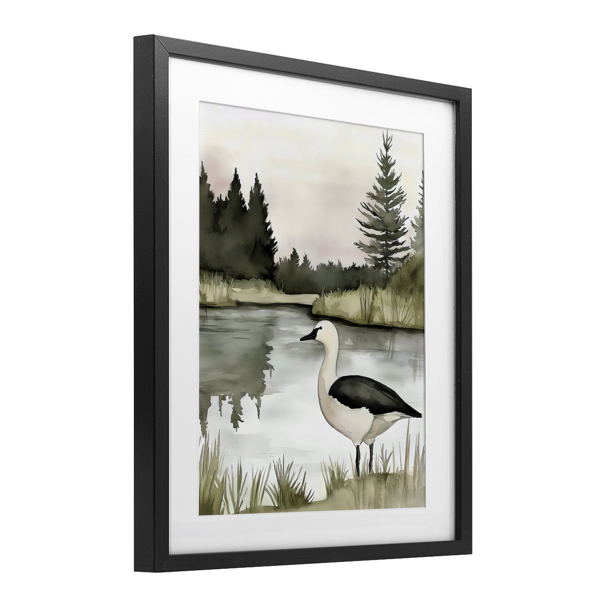 Stupell Industries Springtime Serenity Duck Black Framed Print Under Glass, design by Riley B