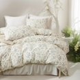 thumbnail image 1 of Juego de cama EAVD Chic Garden, funda de edredón con estampado floral, color beige completo, 1 of 9
