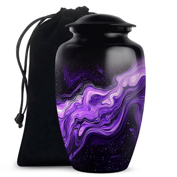 Yatskia Purple Swirl Urn For Ashes Adult Male, Cremation Urns For Men, (Classic Large, 10 inch)