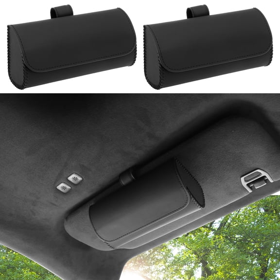 2Pcs Car Sunglass Holder Car Visor Sunglasses Case PU Leather Auto Glasses Storage Box Magnetic Closure Glasses Organizer Box Stable for Truck