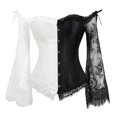 

MPWEGNP Women Fashion Corset Tops Satin Lace Up Retro Court Style Boned Bustier Floral Push Up Bodycon Shaperwear