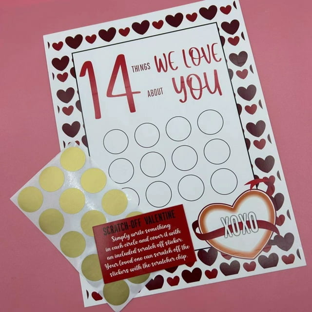 Valentine’s Day Scratch Off Mystery For Loved Ones 14 Things Options Custom Cards DIY 100 Blank Cards with Envelopes Rack Bridal Shower Thank You And Business Boxes for 250 Cards Be My Valentine Dog