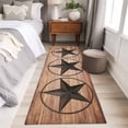 thumbnail image 4 of 2'x6' Rug Runners for Hallways Kitchen, Western Star Retro Non Slip Entryway Beside Floor Carpet Runner, Country Farmhouse Brown Wooden Grain Laundry Room Bedroom Throw Rugs Mat for Family Pet, 4 of 8
