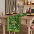 thumbnail image 3 of St Patricks Day Cotton Linen Table Runner for Dining Kitchen, Gold Green Shamrock Checkered Lucky Leaf Wedding Outdoor Party Tablerunners, Dresser Scarf Coffee Tablecloth Runners 13x70 Inches, 3 of 9