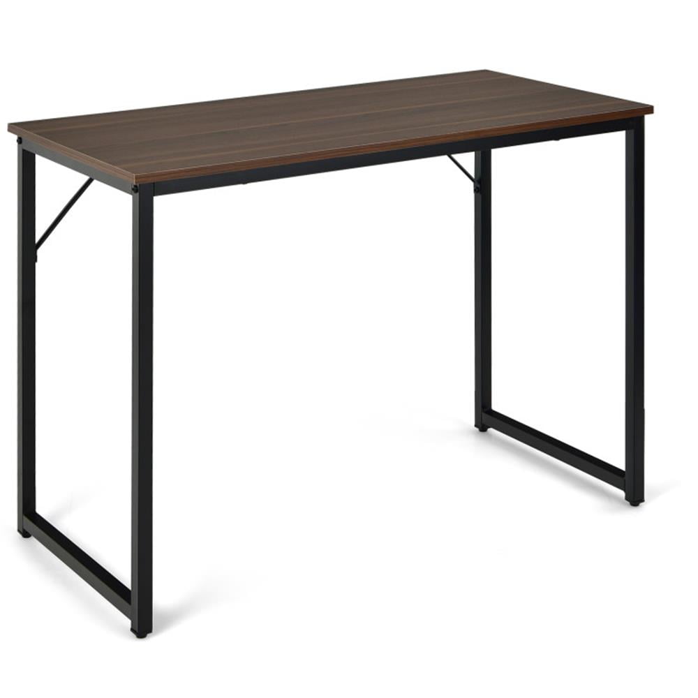 Demi Bonn L Shaped Computer Desk and Writing Workstation for Home and Office, Brown