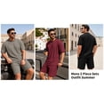 thumbnail image 5 of RICHCOIN Mens Shorts Sets 2 Piece Outfits Summer Casual Tracksuit Short Sleeve T Shirts and Shorts Suit for Men, 5 of 7