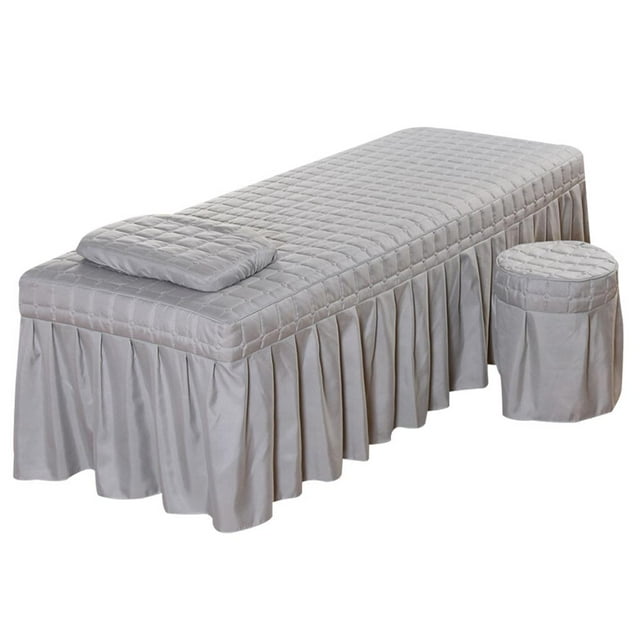 DOLITY Cosmetic Massage Table Bed Linen Sheet Pillowcase Stool Cover 185x70cm Grey Grey-S