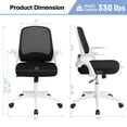 thumbnail image 4 of Costway Mesh Office Chair Adjustable Rolling Computer Desk Chair w/Flip-up Armrest White, 4 of 10