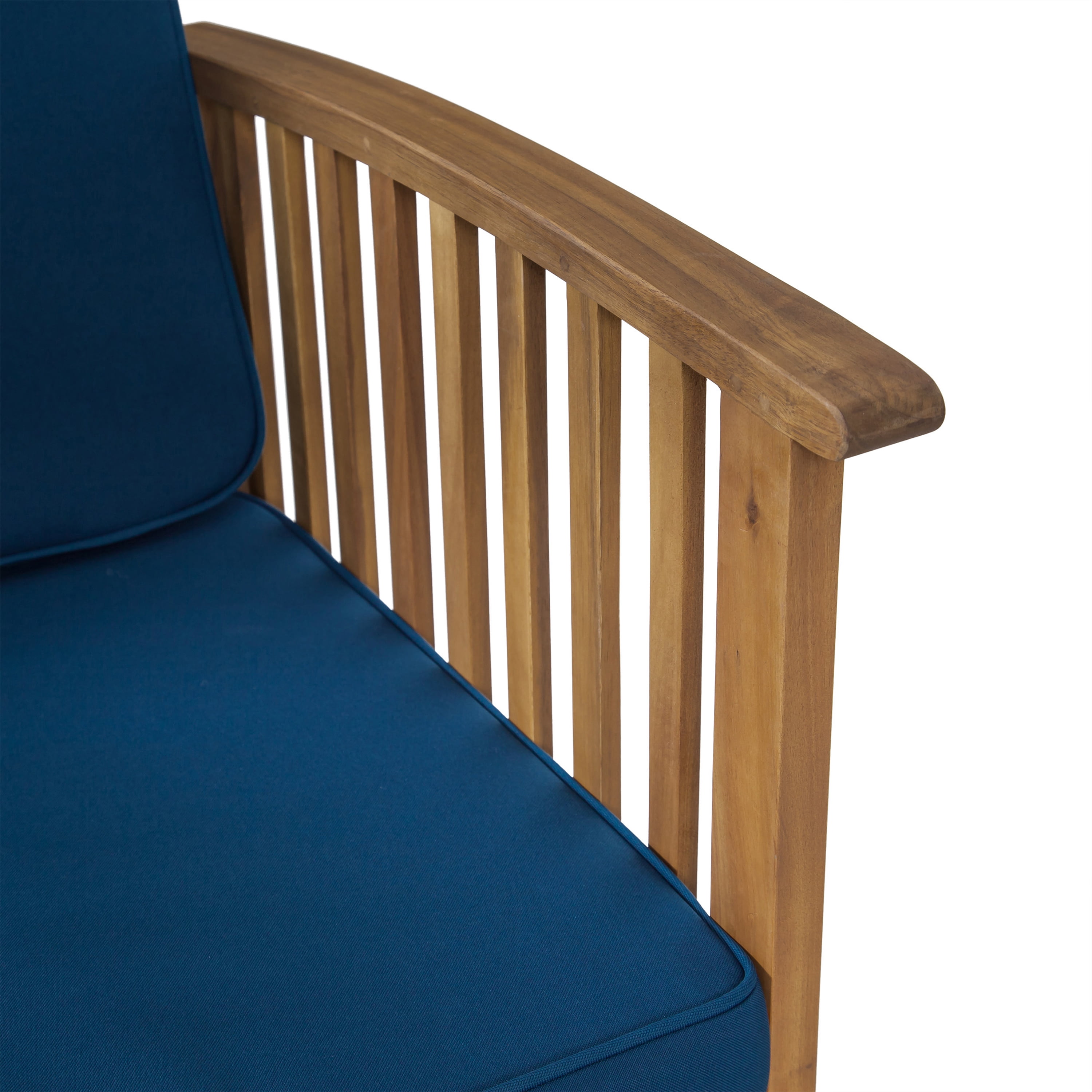 Frederic Outdoor Acacia Wood Club Chairs With Cushions, Set of 4, Brown Patina, Dark Teal
