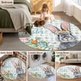 thumbnail image 5 of Round Rugs 7Ft, Happy Easter Round Area Rug Washable Indoor Throw Carpet, Spring Bunny Easter Eggs Floral Teal Plaid Large Non Slip Circle Rug for Dining Room Playroom Home Decor Aesthetic, 5 of 8