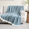 thumbnail image 3 of Exclusivo Mezcla Knit Throw Blanket, Ultra Soft Cozy Fluffy Blankets, Lightweight Fuzzy Plush Throw for Couch and Bed, Mixed Blue, 50"x60", 3 of 9